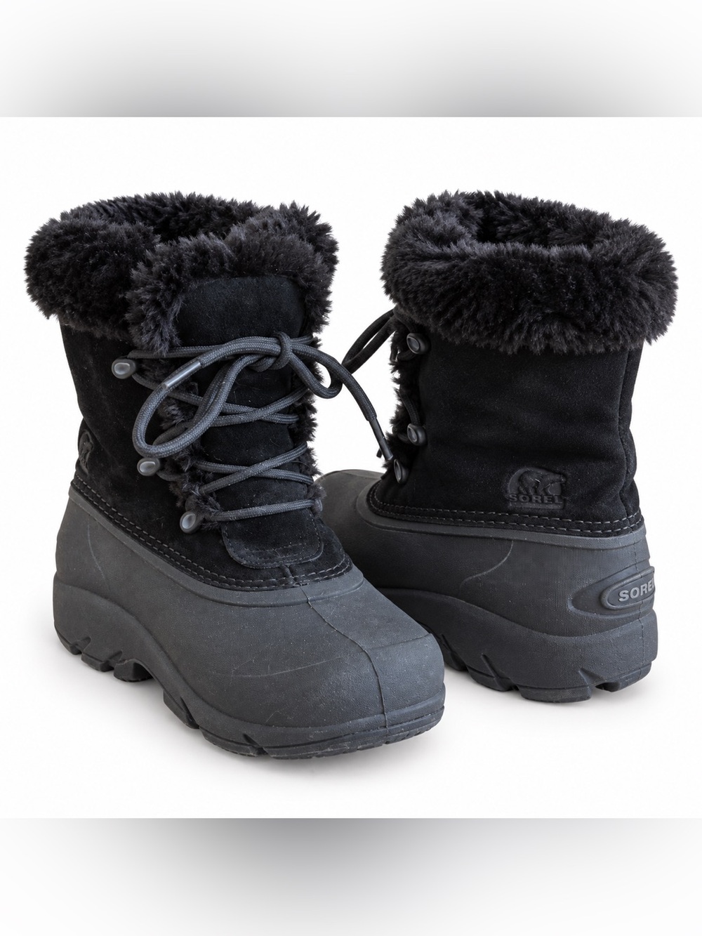 Sorel Black Suede Leather Faux Fur Lined Winter Boots Women’s Size 9